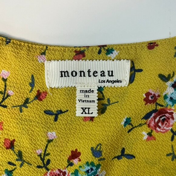 Monteau Yellow Floral Blouse Top Shirt ((size XL)) - Picture 6 of 6